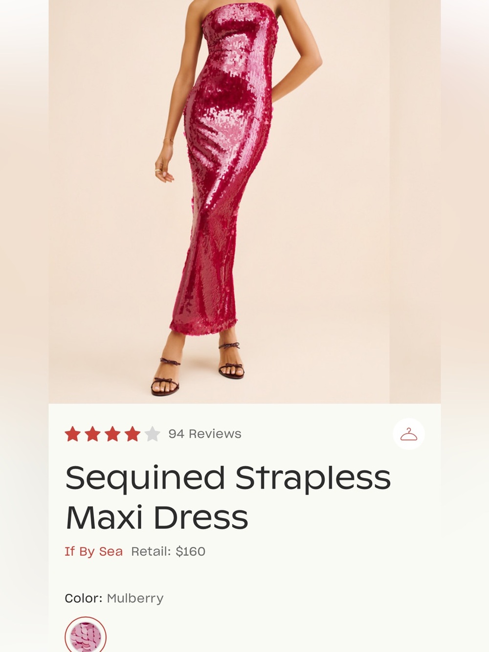 If By Sea Mulberry Sequined Strapless Maxi Dress